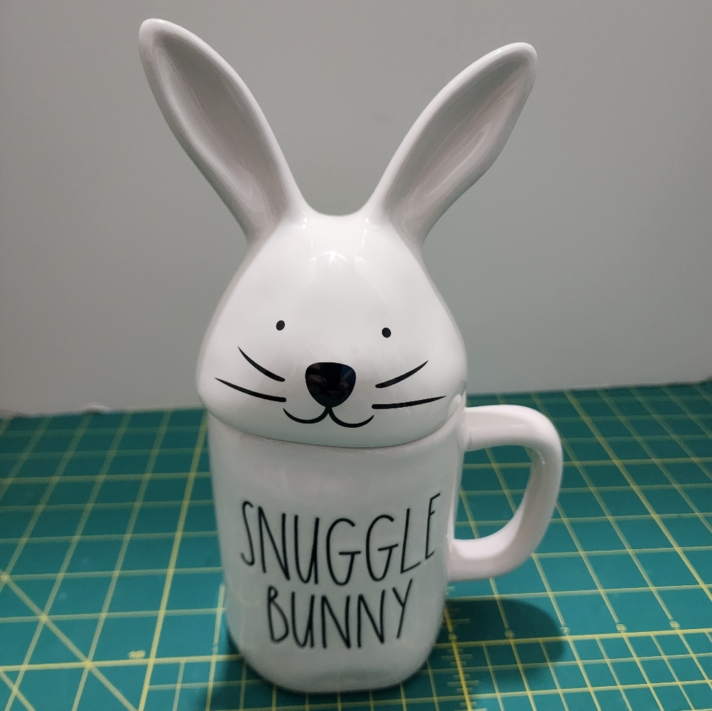 Rae Dunn Lidded Mug “Snuggle Bunny” w/ Bunny Lid